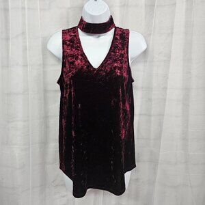 BCX Burgundy Velour Choker Tank Boho Goth Y2K Dark Romantic S